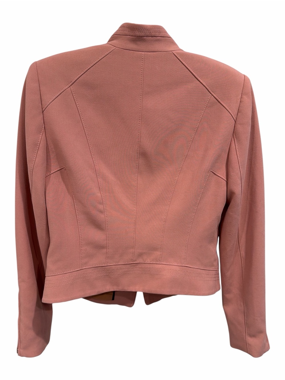 White House Black Market Moto Jacket Size 4 Dusty Rose Blush Pink Zip Stretch - Picture 3 of 7